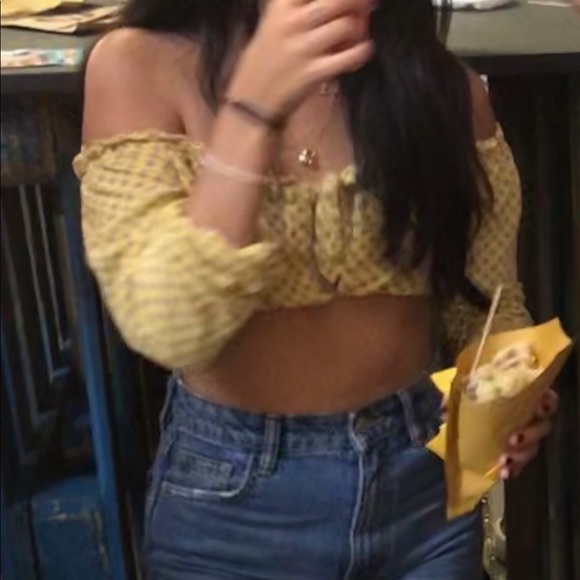 YELLOW PRINTED CROP - Picture 3 of 3